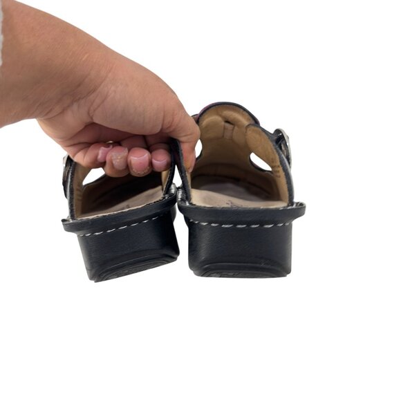 Alegria Womens Leather Slip-On Clogs Comfort Shoes Size 39 Pink&Black Adj Buckle - Picture 10 of 15